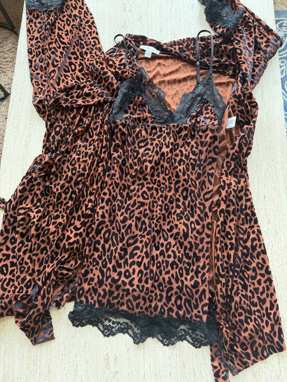 In Bloom Leopard Slip Dress and Robe Set NWOT